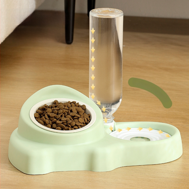 Kahe kausiga kassitoitja — integreeritud vee- ja toidukauss, plastik, Zhejiang päritolu, Jiawang yimiao bränd