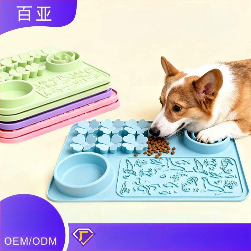 Silicone lizimo kilimėlis naminiams gyvūnams su siurbtuku – 4-in-1 lėto maisto dubuo