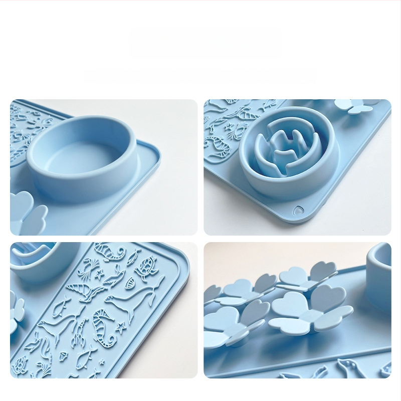 Silicone lizimo kilimėlis naminiams gyvūnams su siurbtuku – 4-in-1 lėto maisto dubuo