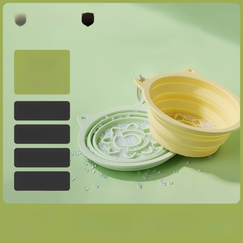 Kokkupandav silikoonist kasside söögikauss imukummiga, aeglase söötmise jaoks, mitmekülgne ja suure mahutavusega