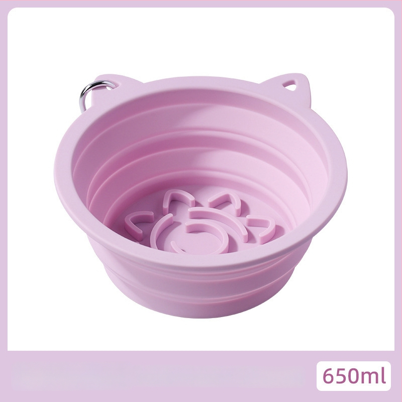 Kokkupandav silikoonist kasside söögikauss imukummiga, aeglase söötmise jaoks, mitmekülgne ja suure mahutavusega