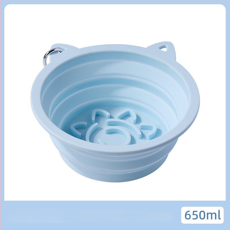 Kokkupandav silikoonist kasside söögikauss imukummiga, aeglase söötmise jaoks, mitmekülgne ja suure mahutavusega