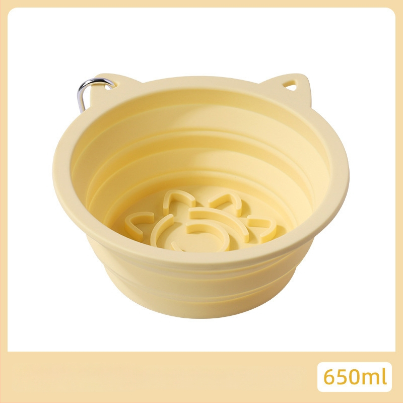 Kokkupandav silikoonist kasside söögikauss imukummiga, aeglase söötmise jaoks, mitmekülgne ja suure mahutavusega