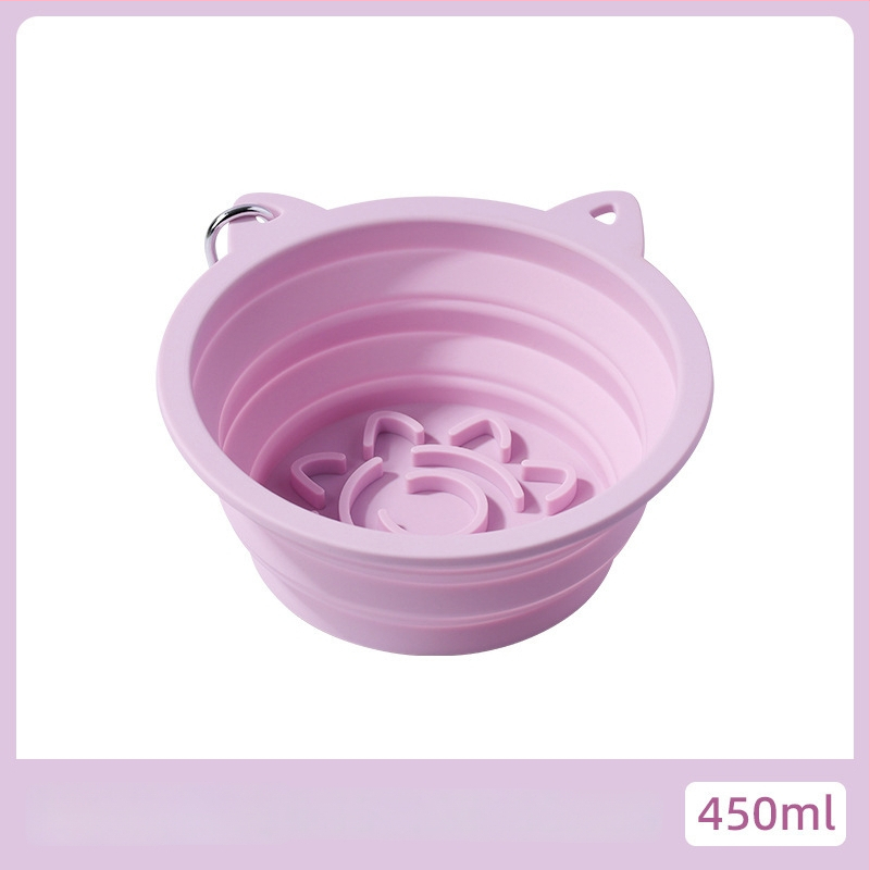 Kokkupandav silikoonist kasside söögikauss imukummiga, aeglase söötmise jaoks, mitmekülgne ja suure mahutavusega