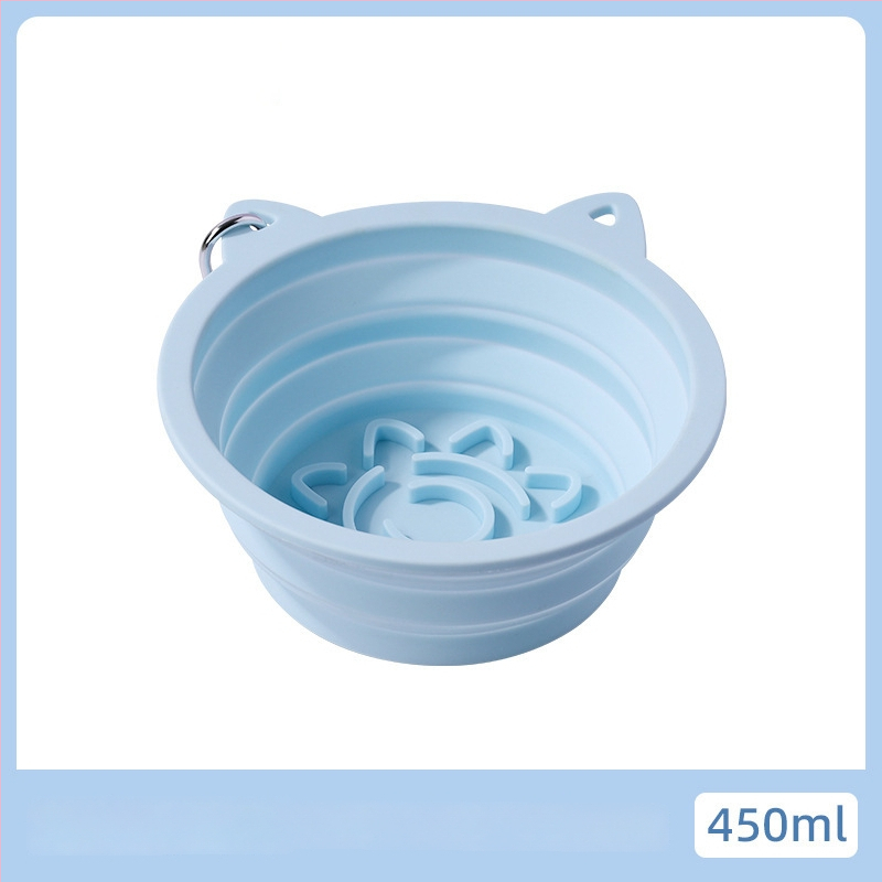 Kokkupandav silikoonist kasside söögikauss imukummiga, aeglase söötmise jaoks, mitmekülgne ja suure mahutavusega