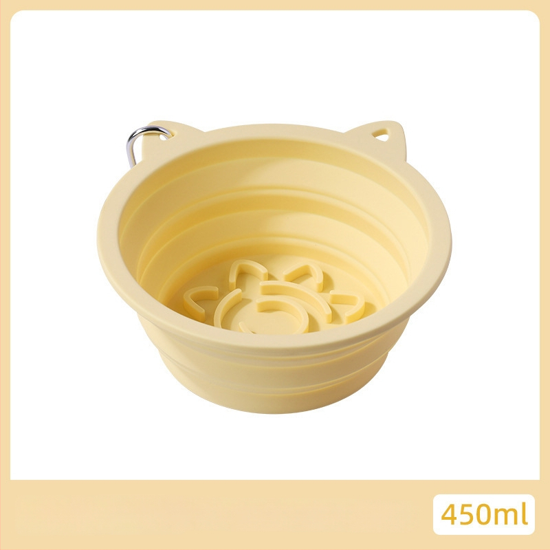 Kokkupandav silikoonist kasside söögikauss imukummiga, aeglase söötmise jaoks, mitmekülgne ja suure mahutavusega