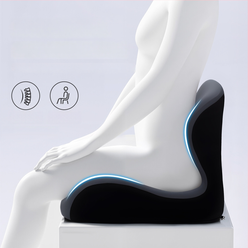 Atminties putų vienos dalies sėdynės pagalvė su Ice Silk danga ir integruota nugaros atrama biuro kėdei