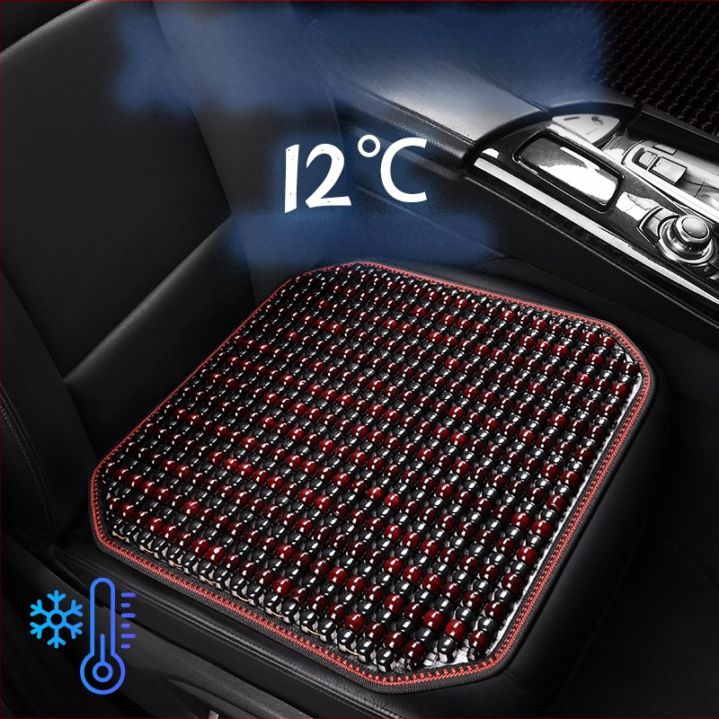 Automobiļa sēdekļa spilvens, viengabala kvadrātiska no koka lodītēm, aizmugures sēdeklim, elpojošs un pretslīdējošs.