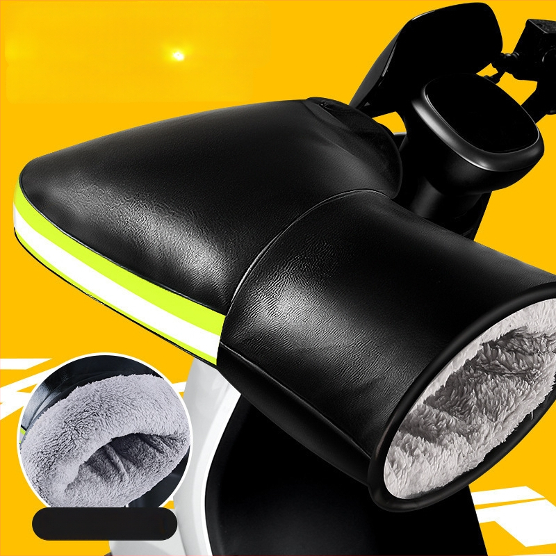 Elektrinio motociklo rankų pirštinės su storesniu medvilnės pamušalu, vėjo atsparios, žiemos šiluma, unisex