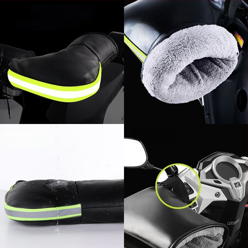 Elektrinio motociklo rankų pirštinės su storesniu medvilnės pamušalu, vėjo atsparios, žiemos šiluma, unisex