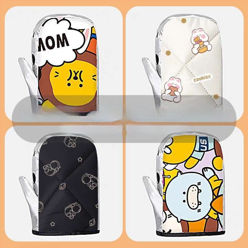 Elektrinio motociklo rankų pirštinės su storesniu medvilnės pamušalu, vėjo atsparios, žiemos šiluma, unisex