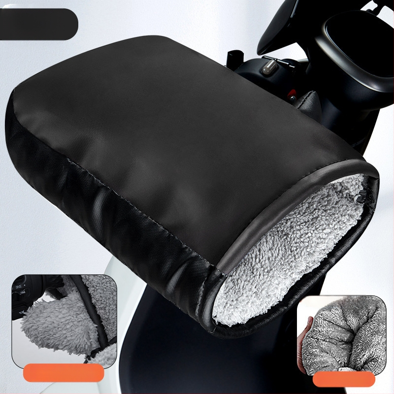 Elektrinio motociklo rankų pirštinės su storesniu medvilnės pamušalu, vėjo atsparios, žiemos šiluma, unisex