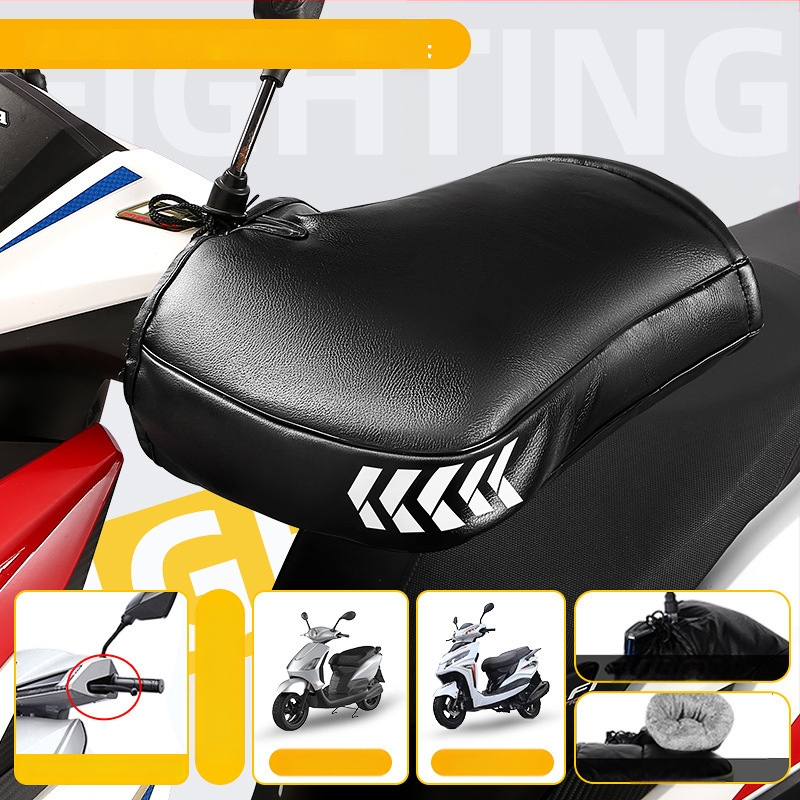 Elektrinio motociklo rankų pirštinės su storesniu medvilnės pamušalu, vėjo atsparios, žiemos šiluma, unisex