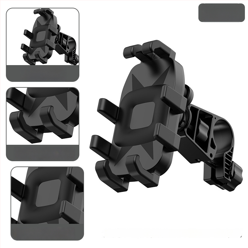 Mootorratta ja jalgratta telefonihoidik nelja klambriga kinnitusega, pöörlev hoidik, ABS-plastik, ühilduv tagaspeegli ja rooliga, löögikindel