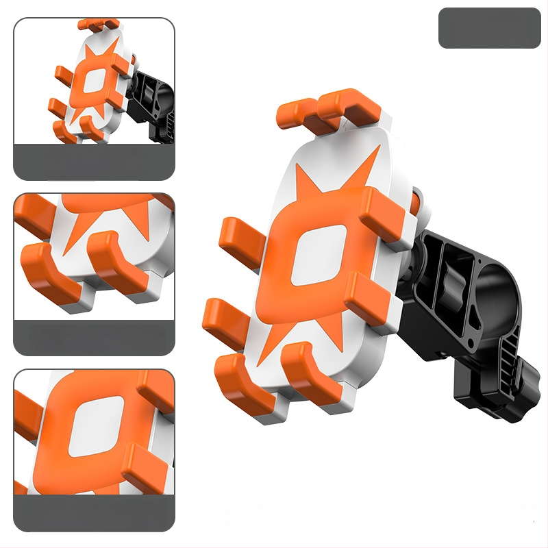 Mootorratta ja jalgratta telefonihoidik nelja klambriga kinnitusega, pöörlev hoidik, ABS-plastik, ühilduv tagaspeegli ja rooliga, löögikindel