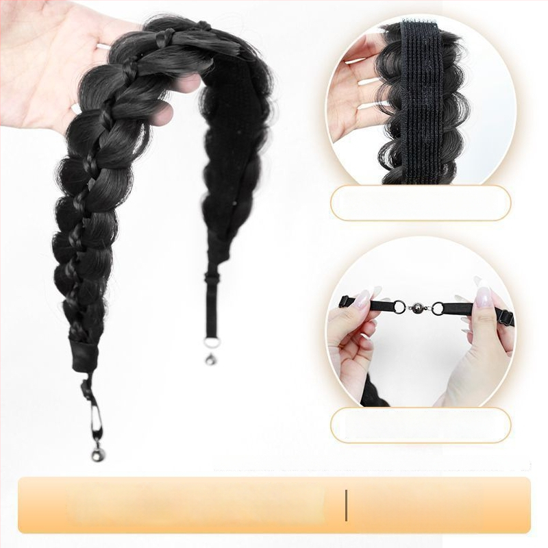 Magnetinė žuvies kaulo pynė peruka, vieno gabalo sintetinių plaukų, anime cosplay stilius, modelis CX006 Magnetic Princess Braid, veido formavimas ir apimties suteikimas