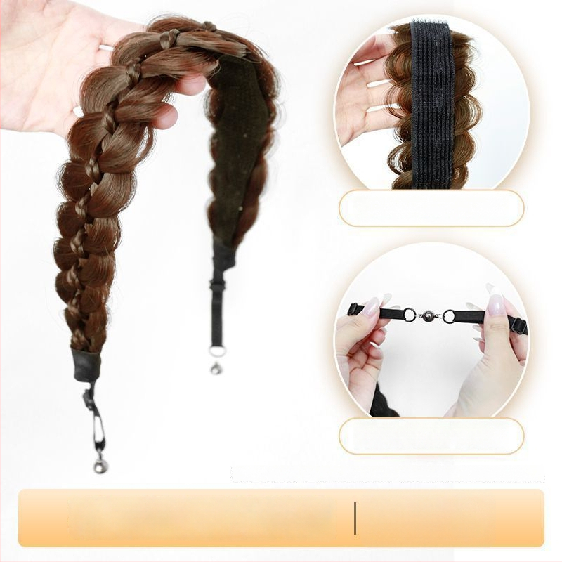 Magnetinė žuvies kaulo pynė peruka, vieno gabalo sintetinių plaukų, anime cosplay stilius, modelis CX006 Magnetic Princess Braid, veido formavimas ir apimties suteikimas