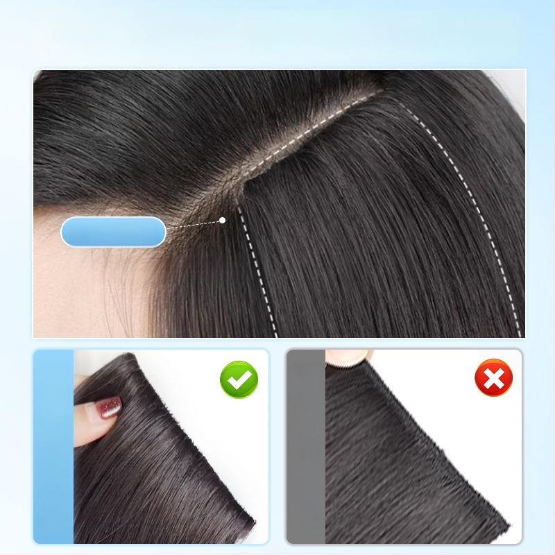 Topper iš tikrų žmogaus plaukų, tiesus, vienos dalies kempinė pagalvėlė, nedažomas, Modelis: Real Hair Sponge Pad Hairpiece, Kilmės šalis: Henan