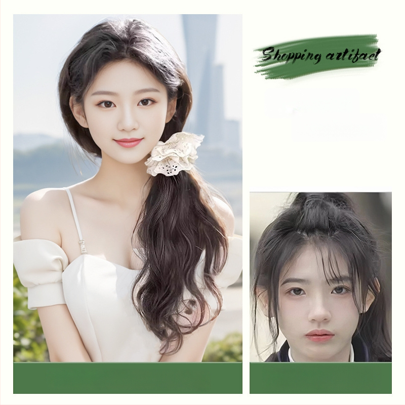 Ponytail perukas su klipu, korėjietiško stiliaus, aukštos temperatūros pluoštai, netinka karštam dažymui, tinka visiems odos tonams