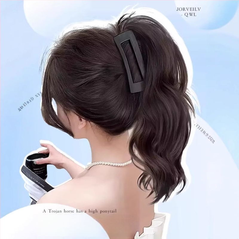 Ponių uodegos parukė su Shark Clip, garbanotos krioklio bangos, plaukų medžiaga: aukštos temperatūros viela