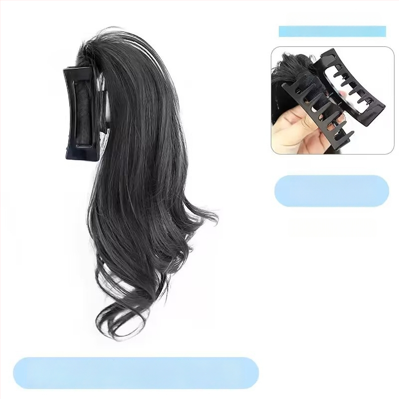 Ponių uodegos parukė su Shark Clip, garbanotos krioklio bangos, plaukų medžiaga: aukštos temperatūros viela