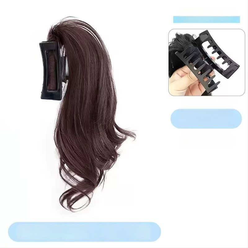 Ponių uodegos parukė su Shark Clip, garbanotos krioklio bangos, plaukų medžiaga: aukštos temperatūros viela