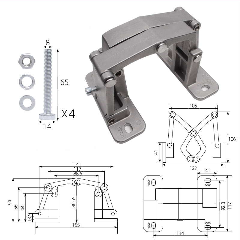 Akmens durų vyris — nerūdijančio plieno, modelis 2025.5.13, skirtas priešgaisrinės įrangos dėžei, paslėptoms durims ir šachtoms