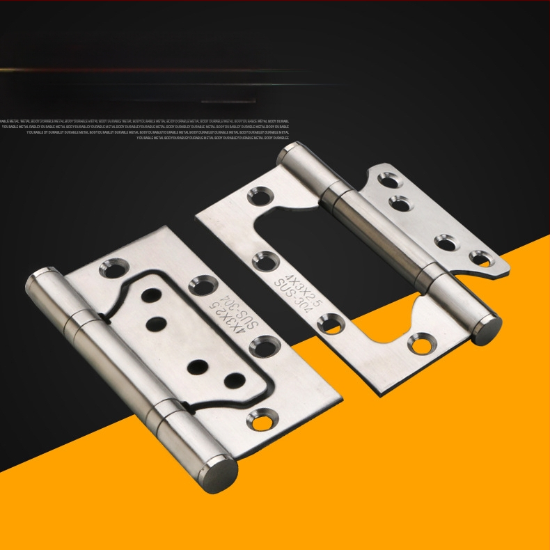 MZ nerūdijančio plieno durų vyriai vidinėms durims be įpjovų montavimas, poliruotas paviršius, modernus minimalistinis stilius, individualus apdirbimas