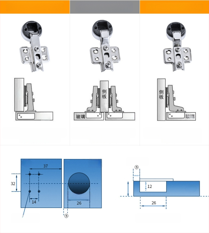 Megsbon stiklo durų vyriai, šiuolaikinis minimalistinis stilius, medžiaga: šaltai valcuotas plienas, modeliai: pilnas dangtis / dalinis dangtis / įmontuotas