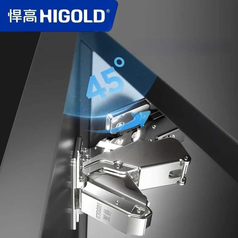 Higold 165° kampinis spintos vyris, dviejų pakopų dempavimas, tylus uždarymas, šaltai valcuotas plienas, nikeliuotas plienas