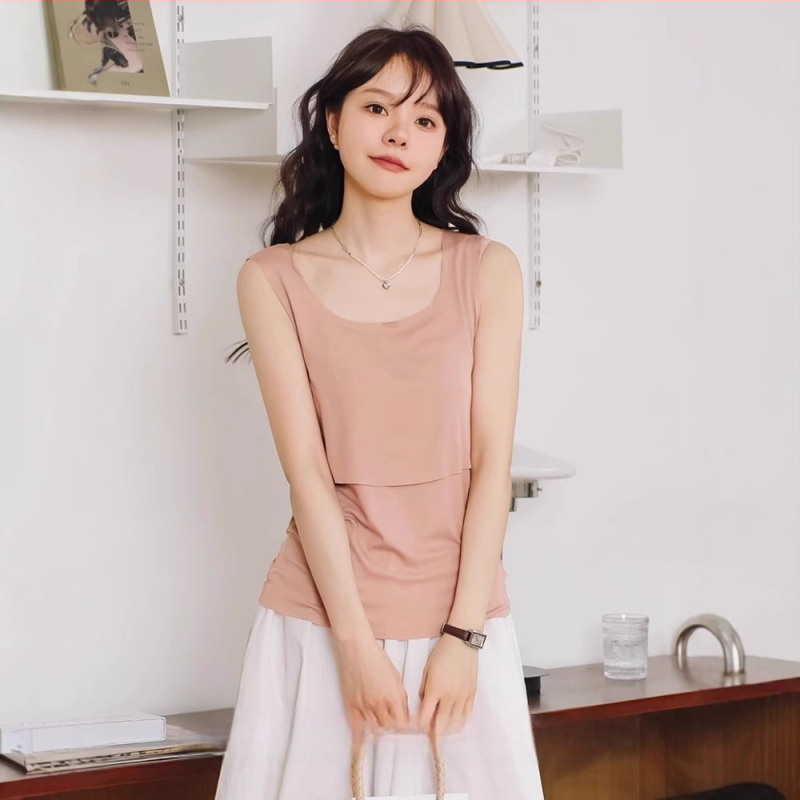 Rasedate imetustopp - varrukateta, ümmarguse kaelusega, slim lõige, imetamisavaga, polüestri-elastsaani segu