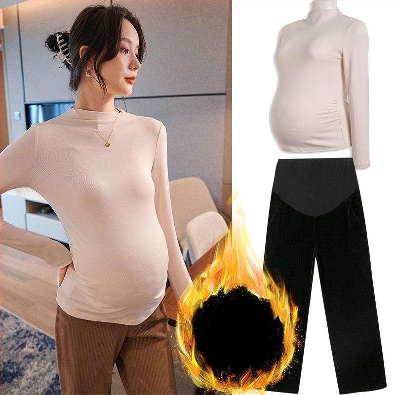 Nėščiųjų komplektas: chenille audinys, ilgomis rankovėmis, cropped kelnės, poliesteris 90–95%, rudens sezonas