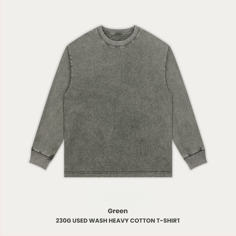 Retro medvilnės marškinėliai laisvos apdailos, ilgos raglano rankovės, apvali kakla, 230 g medvilnė, 96%+ medvilnė