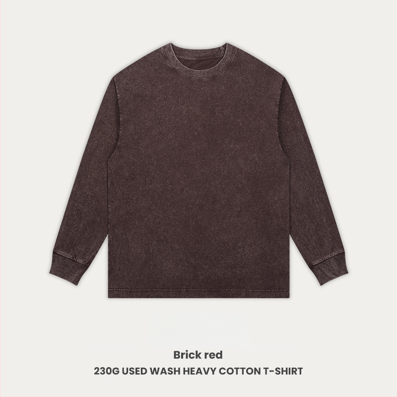 Retro medvilnės marškinėliai laisvos apdailos, ilgos raglano rankovės, apvali kakla, 230 g medvilnė, 96%+ medvilnė