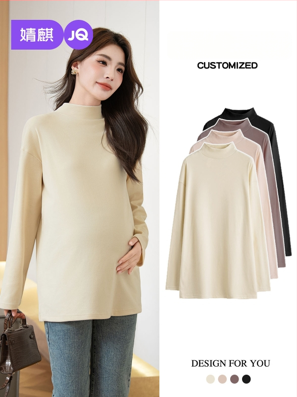 Rasedate top sügis-talve jaoks, poolkõrge kael, brushed Mink Velvet kangas, fleece vooder, vaba lõige