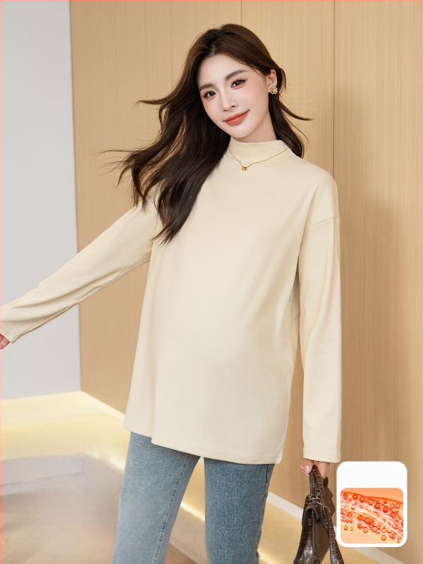 Rasedate top sügis-talve jaoks, poolkõrge kael, brushed Mink Velvet kangas, fleece vooder, vaba lõige