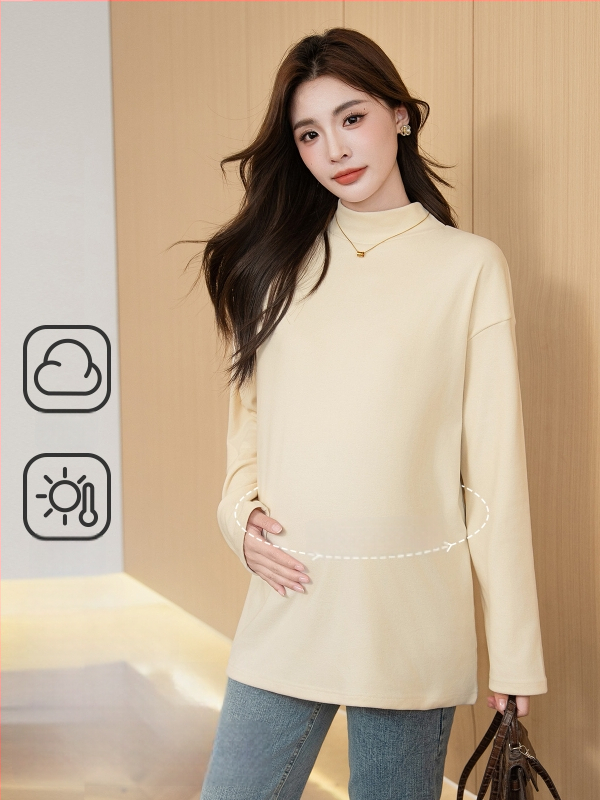 Rasedate top sügis-talve jaoks, poolkõrge kael, brushed Mink Velvet kangas, fleece vooder, vaba lõige