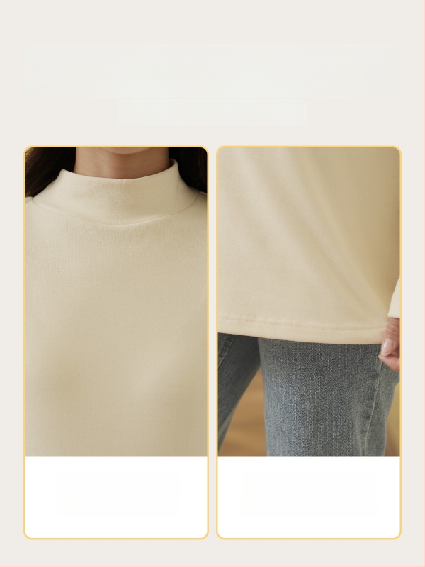 Rasedate top sügis-talve jaoks, poolkõrge kael, brushed Mink Velvet kangas, fleece vooder, vaba lõige