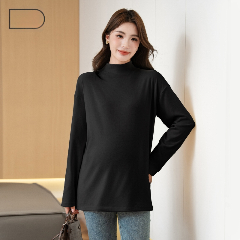 Rasedate top sügis-talve jaoks, poolkõrge kael, brushed Mink Velvet kangas, fleece vooder, vaba lõige