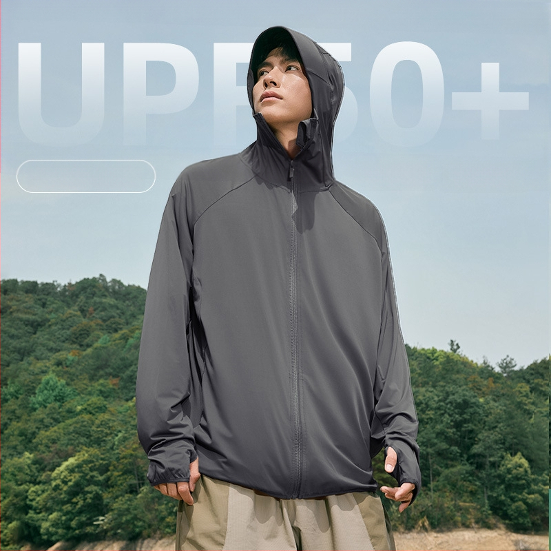 Meeste kapuutsiga päikesekaitse rõivad suveks suvel, Ice Silk jahutus kangas, vaba lõige, polüester 92%