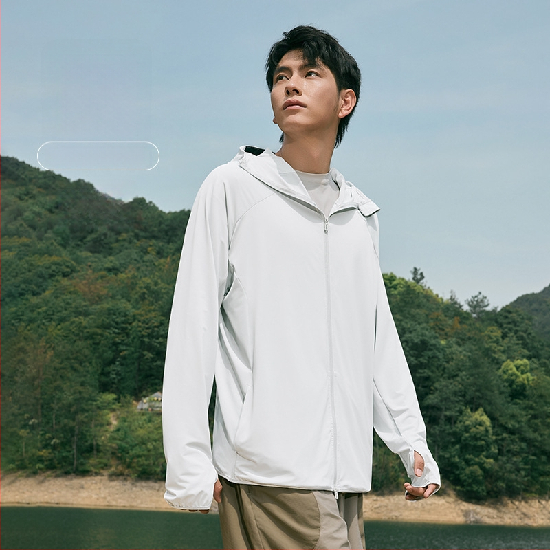 Meeste kapuutsiga päikesekaitse rõivad suveks suvel, Ice Silk jahutus kangas, vaba lõige, polüester 92%