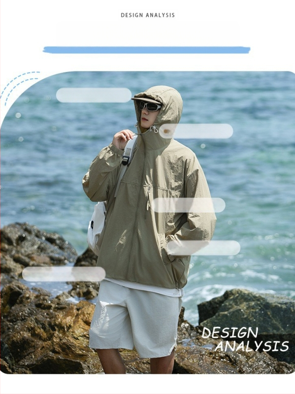 Unisex välisjakk kapuutsiga, UPF50+ UV-kaitse, kerge, hingav, kiiresti kuivav nailon