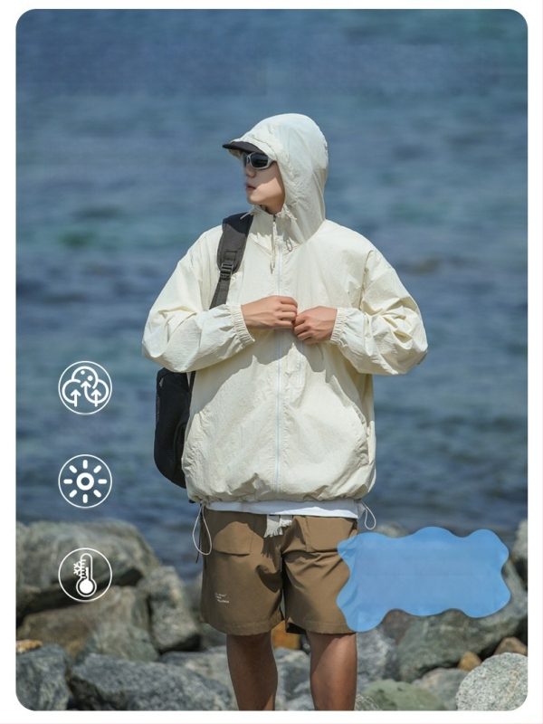 Unisex välisjakk kapuutsiga, UPF50+ UV-kaitse, kerge, hingav, kiiresti kuivav nailon
