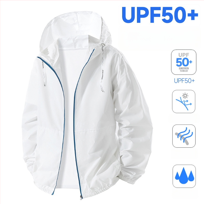 Meeste kapuutsiga UV-kaitsejope, kerge ja hingav, 100% polüester, UPF50+, lukuga taskud