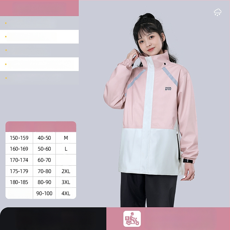 Išskirtas lietaus striukės su kelnais komplektas motoriniam važiavimui, vandeniui atsparus PVC sluoksnis, Chunya Spinning audinys, suaugusieji, logotipo pritaikymas