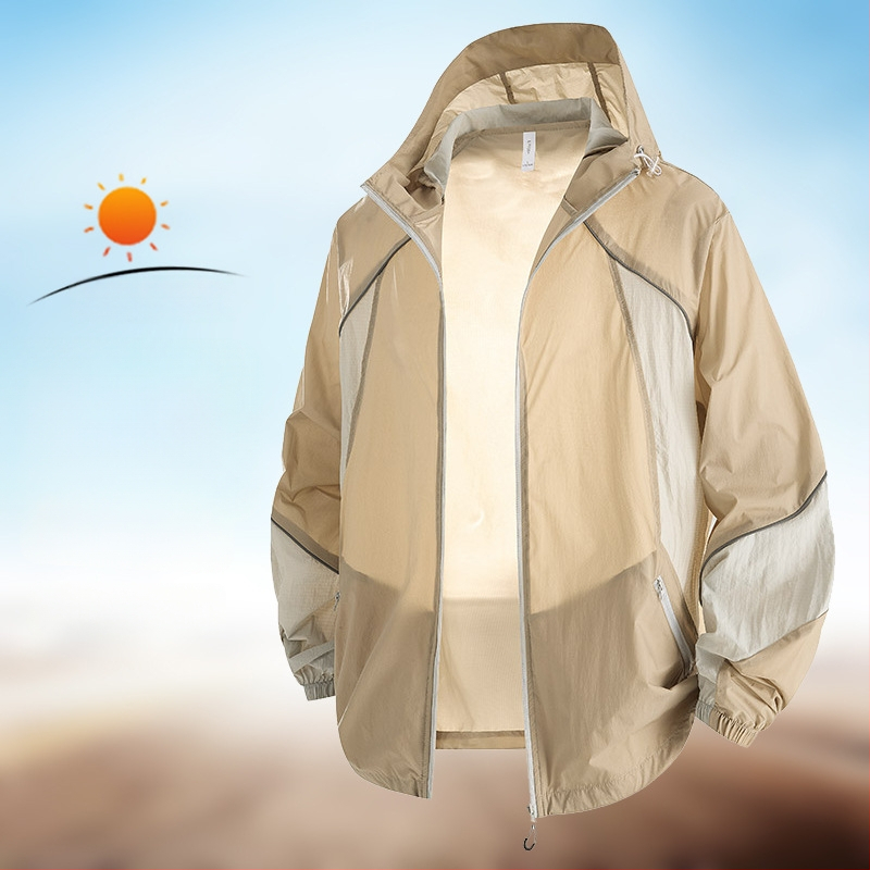 Unisex lauko vėjinė striukė – lengva, su gobtuvu, kvėpuojanti, greitai džiūsta, audinys iš originalių pluoštų nailono, UPF50+ UV apsauga