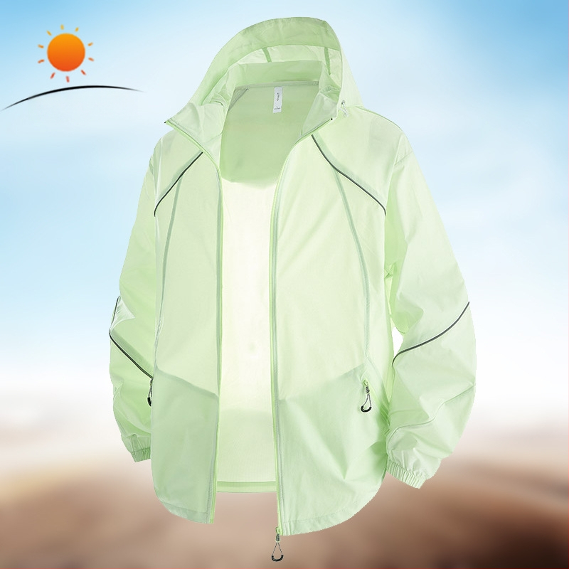 Unisex lauko vėjinė striukė – lengva, su gobtuvu, kvėpuojanti, greitai džiūsta, audinys iš originalių pluoštų nailono, UPF50+ UV apsauga