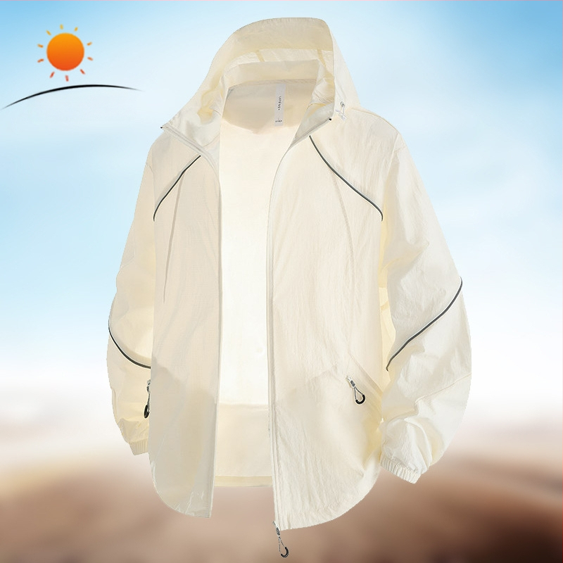 Unisex lauko vėjinė striukė – lengva, su gobtuvu, kvėpuojanti, greitai džiūsta, audinys iš originalių pluoštų nailono, UPF50+ UV apsauga