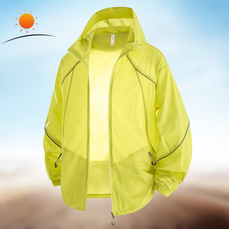 Unisex lauko vėjinė striukė – lengva, su gobtuvu, kvėpuojanti, greitai džiūsta, audinys iš originalių pluoštų nailono, UPF50+ UV apsauga