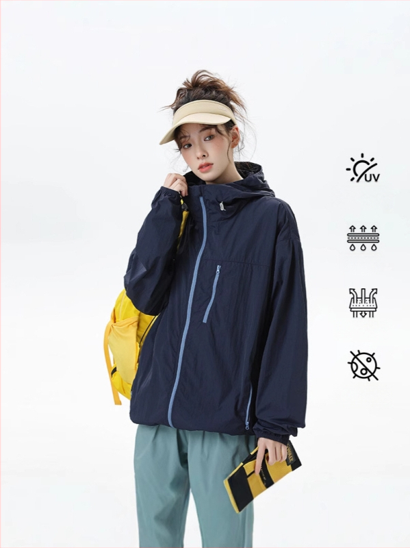 UV-kaitsekapuutsiga riietus UPF50+ kerge veekindel nailon 100% külgse taskutega